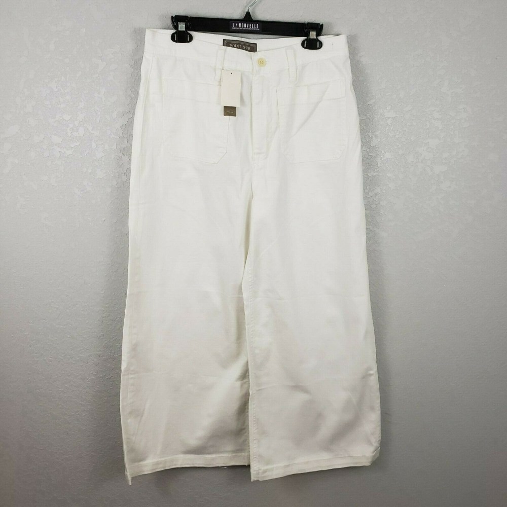Point Sur wide leg crop pants jeans 31 tall white - Picture 2 of 8